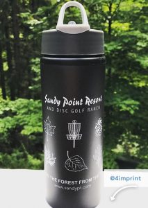 A logoed promotional tumbler
