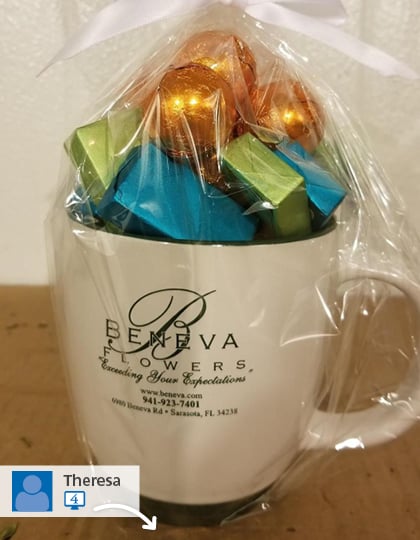 #SwaggingRights image of Beneva Flowers promotional mug gift basket