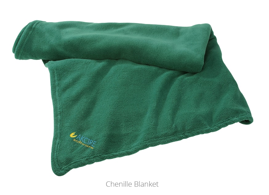 A green Chenille Blanket - Promotional Blanket from 4imprint