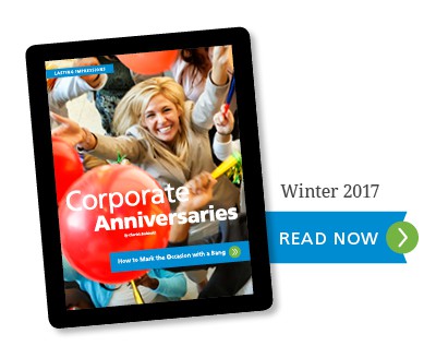 Tablet displaying Corporate Anniversaries Article - Click to Read Now (PDF)