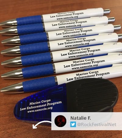 Natalie F tweeted photo of promo pens and chip clip
