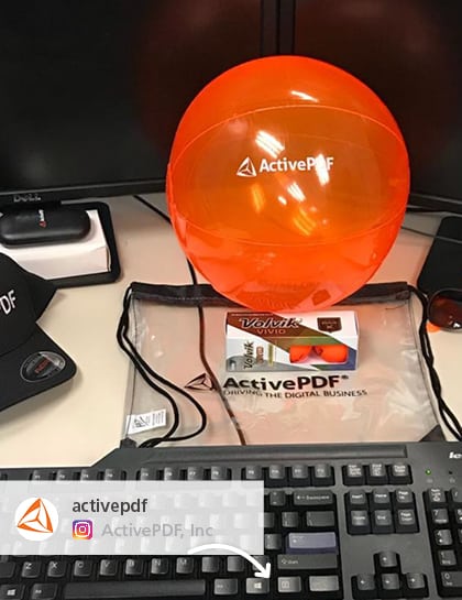 Social media post featuring promotional ball giveaway they purchased from 4imprint.