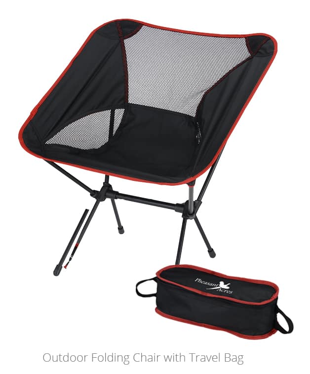 square outdoor collapsable chair with travel bag