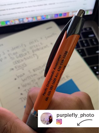 Social post of a promotional pen being used.