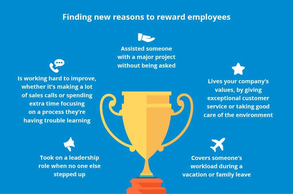 A graphic showing new reasons to reward employees.