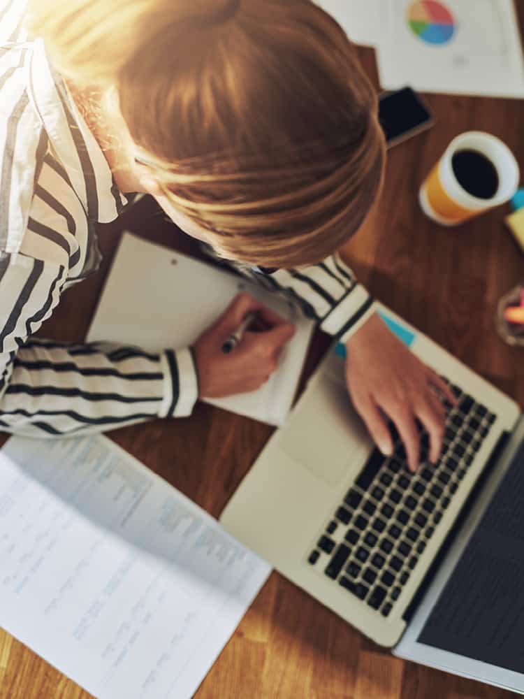 A person working at a desk.