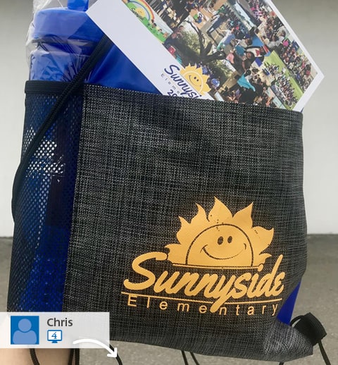 Social media picture of a promotional bag from Sunnyside Elementary School