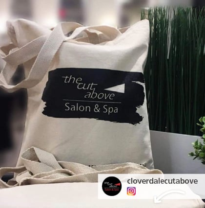 Instagram post for the cut above Salon & Spa with their promo bag