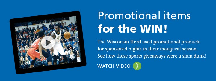 The Wisconsin Herd used promotional products for sponsored nights in their season. Watch Video