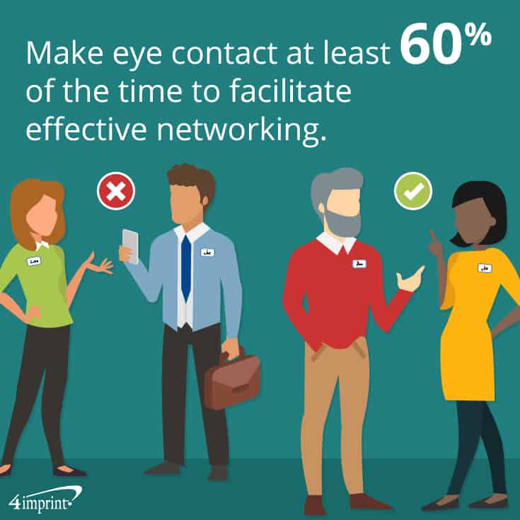Make eye contact at least 60% of the time to facilitate effective networking.