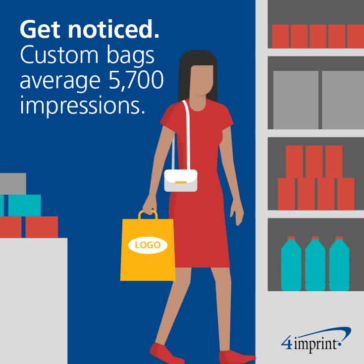 Get noticed. Custom bags average 5,700 impressions. 