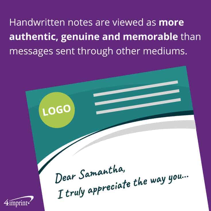 A handwritten note imprinted with a logo.