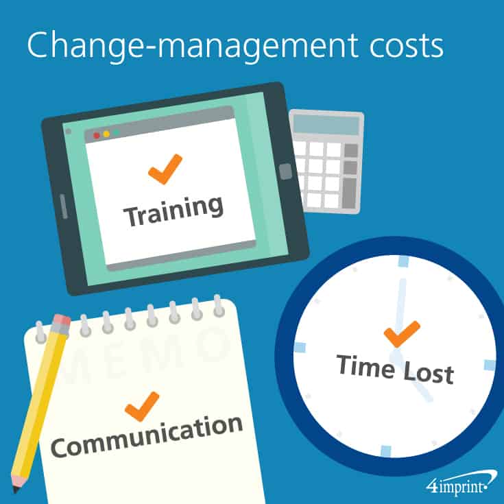 Change-management costs include – training, communications and time lost