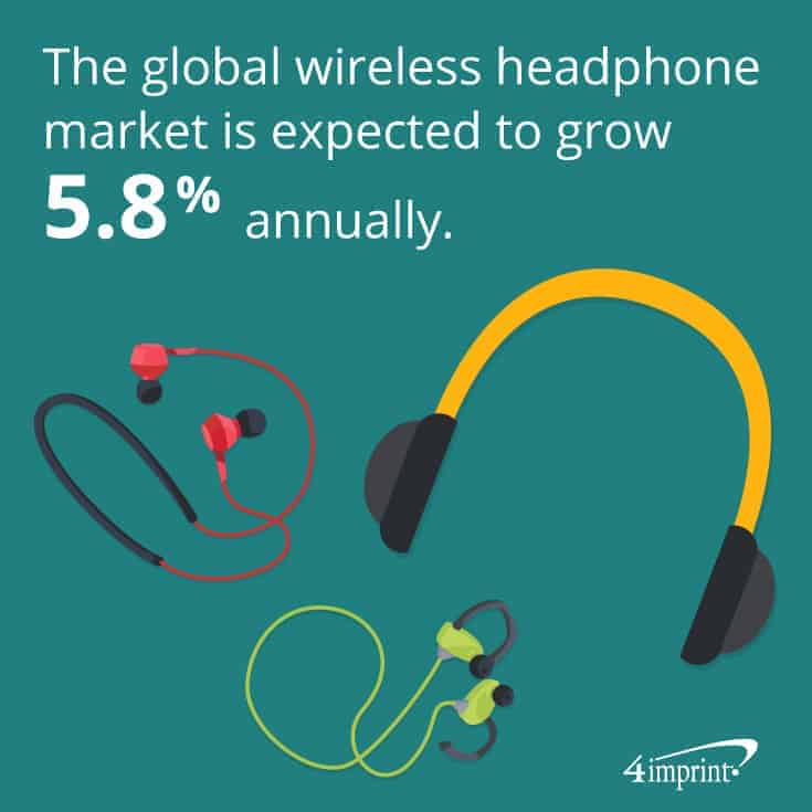 Wireless headphones and wireless ear buds.