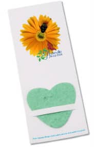 Branded bookmark with heart-shaped planter