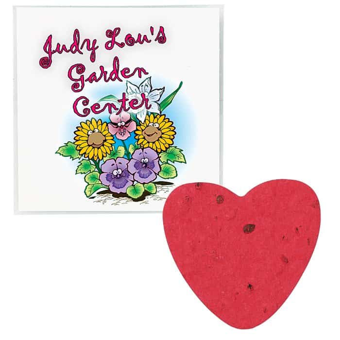 Outside branded cover of a seed packet with red heart seed packet 