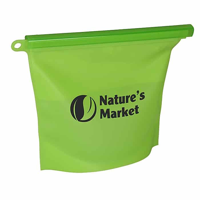 Green reusable branded silicone bag