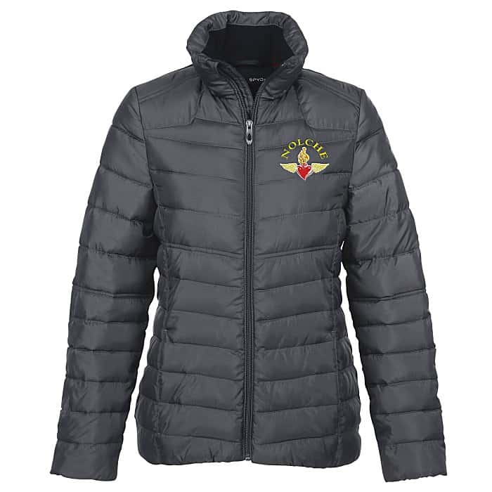 Gray branded puffer jacket for women 